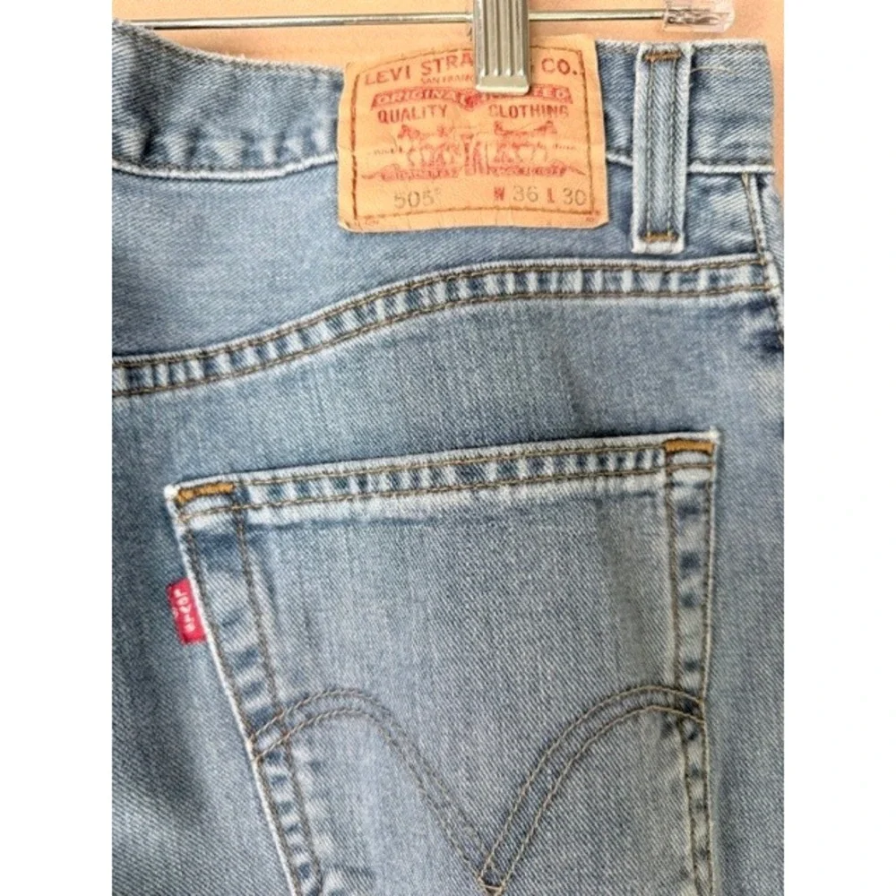 Levi's 505 Regular Fit Jeans Men's 36x30 Light Wash Straight Leg Denim